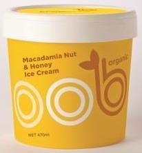 oob organic macadamia nut & honey ice cream